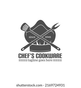 chef utensil logo grill vintage design	