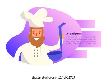 Chef Vector. Cartoon. Isolated art on white background. Flat
