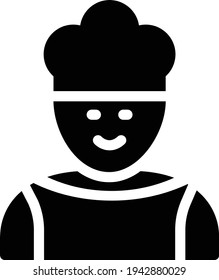 icono plano de glifo vectorial de chef