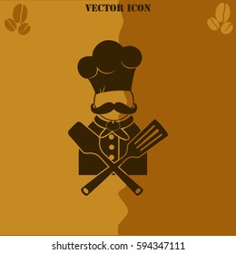 Chef vector  icon. Coffee symbol background.