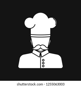 Chef vector icon in a cooking hat. Kitchen logo.