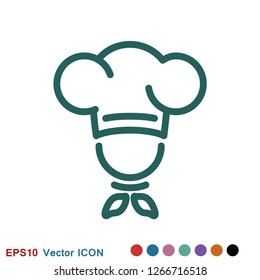 Chef vector icon in a cooking hat. Kitchen logo.