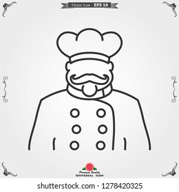 Chef vector icon in a cooking hat. Kitchen logo.