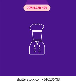 Chef Vector Icon, The outlined silhouette of a chef on colourful background. Simple, modern flat vector illustration for mobile app, website or desktop app