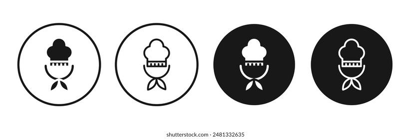 chef vector icon set black filled and outlined style.