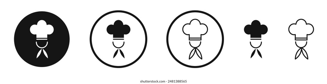 chef vector icon set in black and white color.