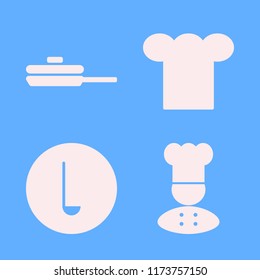 chef vector icons set. with ladle spoon, chef, chef cap and pan in set
