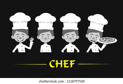 Chef Vector Illustration Design -  Black and white