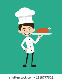 Chef Vector Illustration Design -  with chicken