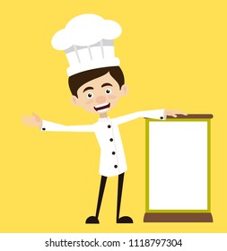 Chef Vector Illustration Design -  holding banner