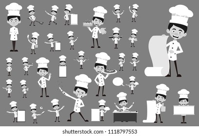 Chef Vector Illustration Design -  Huge set of actions and poses