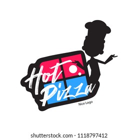 Chef Vector Illustration Design -  Pizza Logo