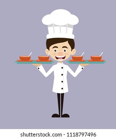 Chef Vector Illustration Design -  ready with soup