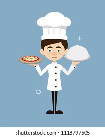 Chef Vector Illustration Design -  ready with pizza
