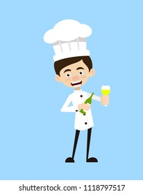 Chef Vector Illustration Design -  serving wine
