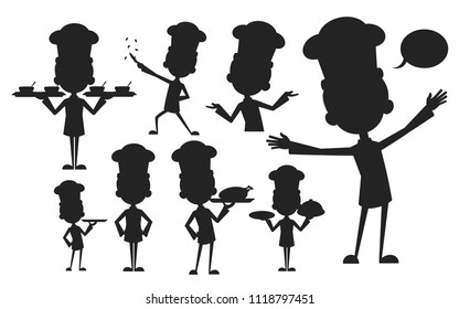 Chef Vector Illustration Design -  silhouette set