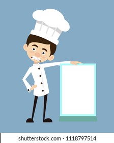 Chef Vector Illustration Design -  standing with blank board