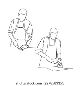 Ilustración vectorial del chef dibujada en estilo de arte de línea