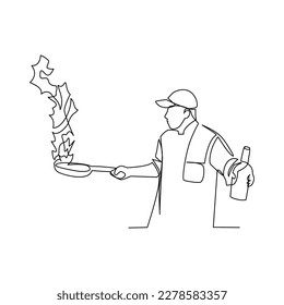 Ilustración vectorial del chef dibujada en estilo de arte de línea