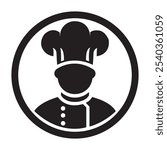 Chef vector illustration. Chef silhouette flat design. Chef logo. Black and white chef icon vector.