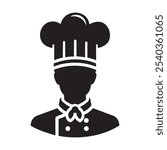 Chef vector illustration. Chef silhouette flat design. Chef logo. Black and white chef icon vector.