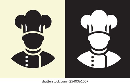 Chef vector illustration. Chef silhouette flat design. Chef logo. Black and white chef icon vector.