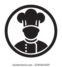 Koch, Vektorgrafik. Chef Silhouette flachen Design. Kochlogo. Schwarz-weißer Koch Ikone Vektor.