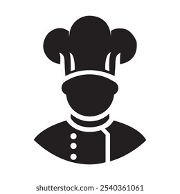 Chef vector illustration. Chef silhouette flat design. Chef logo. Black and white chef icon vector.