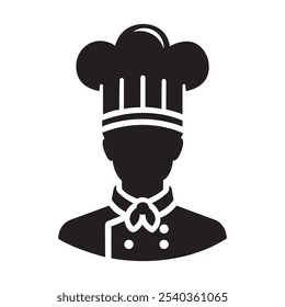 Chef vector illustration. Chef silhouette flat design. Chef logo. Black and white chef icon vector.