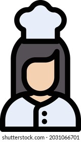 chef vector line colour icon
