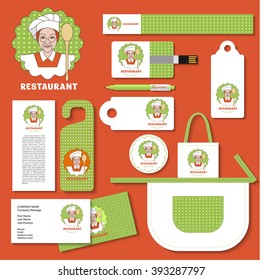 Chef. Vector logo of cafe, restaurant. A set of templates corporate identity elements.