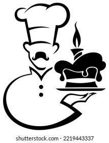 chef vector, silhouette vector, isolated illustration abstract pattern on white background