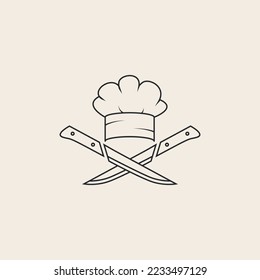 vector de logotipo de la línea vintage del chef