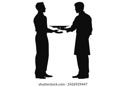 Chef and waiter activity silhouette, Vector illustration of silhouettes of restaurant staff and waiters 
