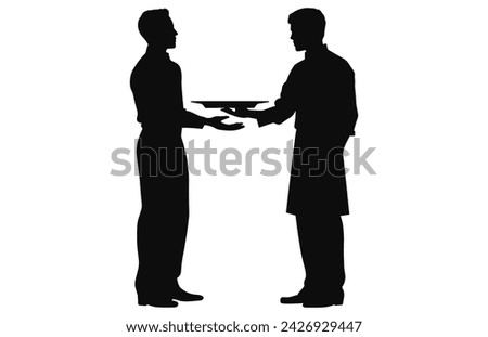 Chef and waiter activity silhouette, Vector illustration of silhouettes of restaurant staff and waiters 
