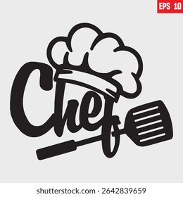 Chef wall art laser cutting template with white background illustration vector design. ‘Chef’ in English Letters With Chef Means The Cook.”