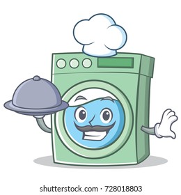 Chef washing machine character cartoon