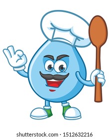 Chef Water Drop mascot character cartoon vector