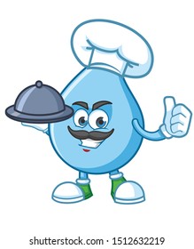 Chef Water Drop mascot character cartoon vector