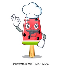 Chef watermelon ice cream shaped wood character