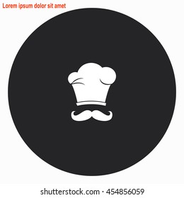 Chef web icon. Gray circle button with white illustration.