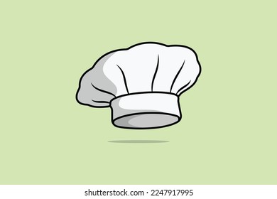 Chef White Hat cartoon vector illustration. Kitchen cooking object icon concept. Chef cooking hat vector design with shadow on light green background. Bakery logo icon concept.