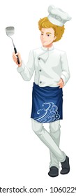 Chef con ilustración de pie uniforme blanco