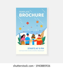 Chef winning dessert competition. Cook getting winner cup for cake, celebrating victory flat vector illustration. Cooking, pastry, prize concept for banner, website design or landing web page