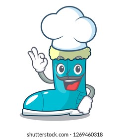 Chef winter boots fur isolated on mascot