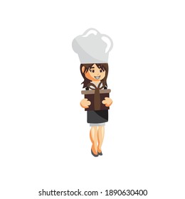 Chef Woman character creation Illustration Template Pose Hold Gift