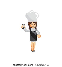 Chef Woman character creation Illustration Template Pose Hand phone