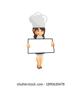 Chef Woman character creation Illustration Template Pose Hold Blank Board