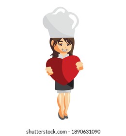 Chef Woman character creation Illustration Template Pose take Love