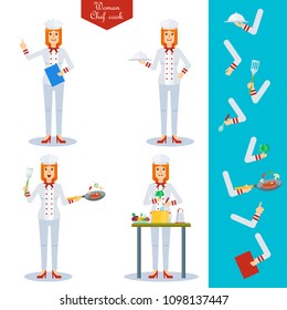 Chef woman character. Flat vector cartoon illustration. Objects isolated on a white background.